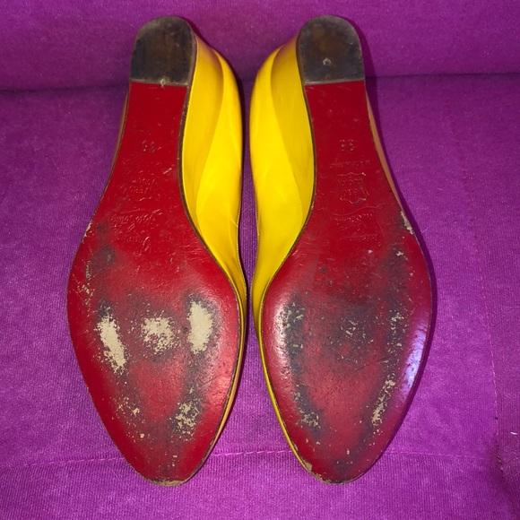 Christian Louboutin Yellow Wedges Size 5 in GUC - Picture 6 of 8